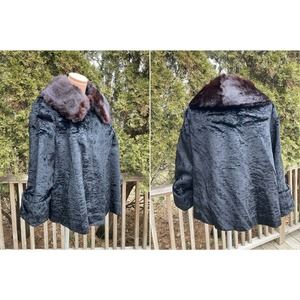 Size S-M Mink Fur Collar Faux Jacket by Lytton's Women's Winter Coat
